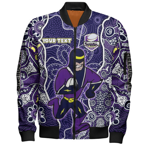 Melbourne Storm Grand Final Custom Bomber Jacket - Custom Melbourne Storm With Contemporary Style Of Aboriginal Painting Bomber Jacket Melbourne Storm Grand Final Custom Bomber Jacket - Custom Melbourne Storm With Contemporary Style Of Aboriginal Painting Bomber Jacket
