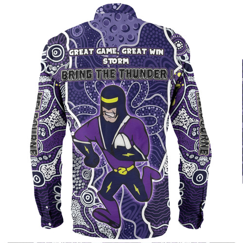 Melbourne Storm Grand Final Custom Long Sleeve Shirts - Custom Storm With Contemporary Style Of Aboriginal Painting Long Sleeve Shirts Melbourne Storm Grand Final Custom Long Sleeve Shirts - Custom Storm With Contemporary Style Of Aboriginal Painting Long Sleeve Shirts