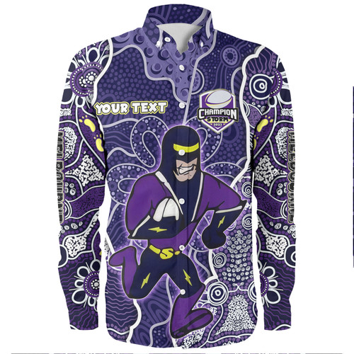 Melbourne Storm Grand Final Custom Long Sleeve Shirts - Custom Storm With Contemporary Style Of Aboriginal Painting Long Sleeve Shirts Melbourne Storm Grand Final Custom Long Sleeve Shirts - Custom Storm With Contemporary Style Of Aboriginal Painting Long Sleeve Shirts