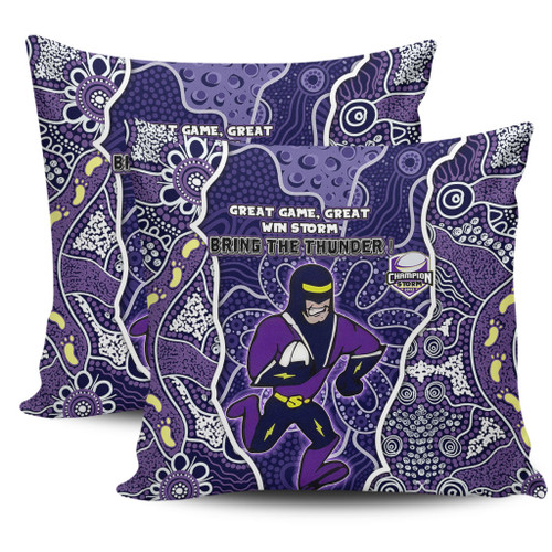 Melbourne Storm Grand Final Custom Pillow Covers - Custom Melbourne Storm With Contemporary Style Of Aboriginal Painting Pillow Covers