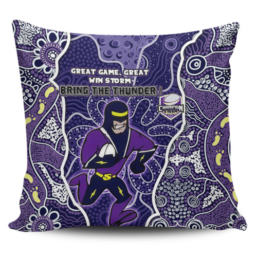 Melbourne Storm Grand Final Custom Pillow Covers - Custom Melbourne Storm With Contemporary Style Of Aboriginal Painting Pillow Covers Melbourne Storm Grand Final Custom Pillow Covers - Custom Melbourne Storm With Contemporary Style Of Aboriginal Painting Pillow Covers