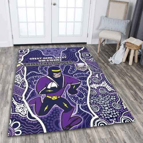 Melbourne Storm Grand Final Custom Area Rug - Custom Melbourne Storm With Contemporary Style Of Aboriginal Painting Area Rug Melbourne Storm Grand Final Custom Area Rug - Custom Melbourne Storm With Contemporary Style Of Aboriginal Painting Area Rug