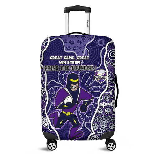 Melbourne Storm Grand Final Custom Luggage Cover - Custom Melbourne Storm With Contemporary Style Of Aboriginal Painting Luggage Cover Melbourne Storm Grand Final Custom Luggage Cover - Custom Melbourne Storm With Contemporary Style Of Aboriginal Painting Luggage Cover
