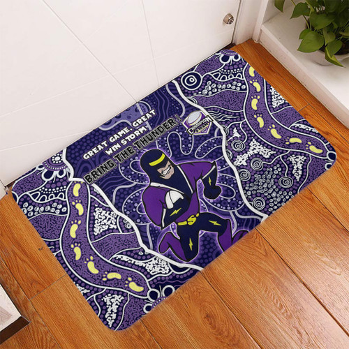 Melbourne Storm Grand Final Custom Door Mat - Custom Melbourne Storm With Contemporary Style Of Aboriginal Painting Door Mat Melbourne Storm Grand Final Custom Door Mat - Custom Melbourne Storm With Contemporary Style Of Aboriginal Painting Door Mat