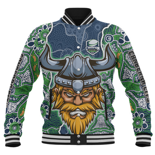 Canberra Raiders Grand Final Custom Baseball Jacket - Custom Raiders Contemporary Style Of Aboriginal Painting Baseball Jacket