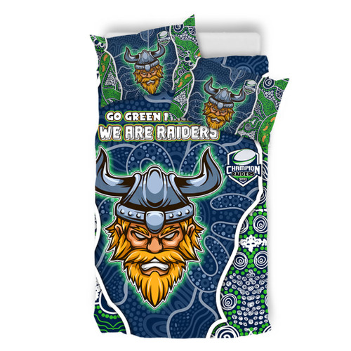 Canberra Raiders Grand Final Custom Bedding Set - Custom Raiders Contemporary Style Of Aboriginal Painting Bedding Set