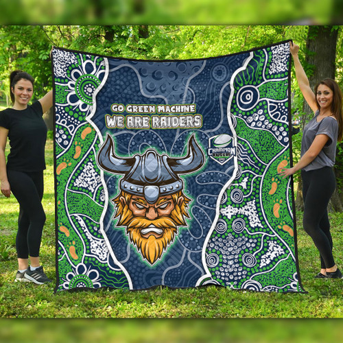 Canberra Raiders Grand Final Custom Quilt - Custom Raiders Contemporary Style Of Aboriginal Painting Quilt Canberra Raiders Grand Final Custom Quilt - Custom Raiders Contemporary Style Of Aboriginal Painting Quilt