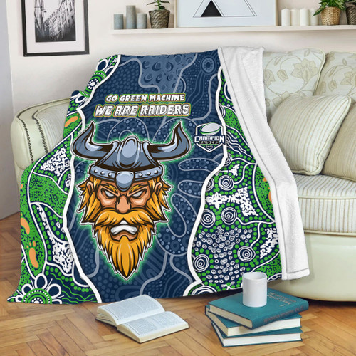 Canberra Raiders Grand Final Custom Blanket - Custom Raiders Contemporary Style Of Aboriginal Painting Blanket