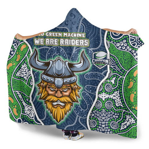 Canberra Raiders Grand Final Custom Hooded Blanket - Custom Raiders Contemporary Style Of Aboriginal Painting Hooded Blanket