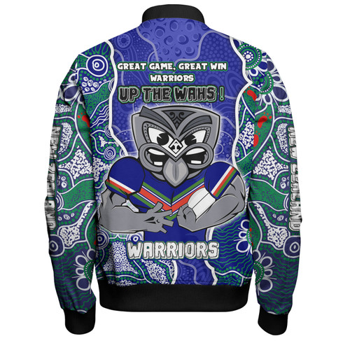 New Zealand Warriors Grand Final Custom Bomber Jacket - Custom New Zealand Warriors With Contemporary Style Of Aboriginal Painting  Bomber Jacket New Zealand Warriors Grand Final Custom Bomber Jacket - Custom New Zealand Warriors With Contemporary Style Of Aboriginal Painting  Bomber Jacket