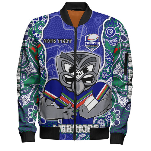 New Zealand Warriors Grand Final Custom Bomber Jacket - Custom New Zealand Warriors With Contemporary Style Of Aboriginal Painting  Bomber Jacket New Zealand Warriors Grand Final Custom Bomber Jacket - Custom New Zealand Warriors With Contemporary Style Of Aboriginal Painting  Bomber Jacket