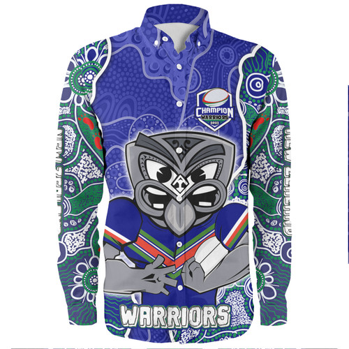 New Zealand Warriors Grand Final Custom Long Sleeve Shirts - Custom New Zealand Warriors With Contemporary Style Of Aboriginal Painting  Long Sleeve Shirts