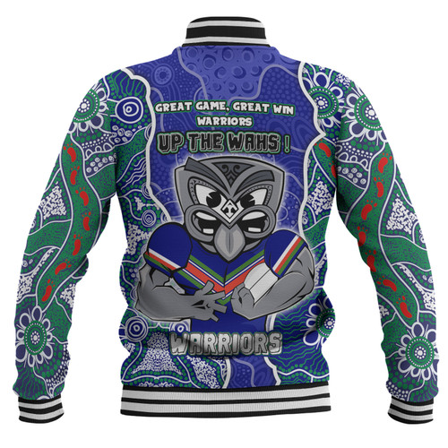 New Zealand Warriors Grand Final Custom Baseball Jacket - Custom New Zealand Warriors With Contemporary Style Of Aboriginal Painting  Baseball Jacket New Zealand Warriors Grand Final Custom Baseball Jacket - Custom New Zealand Warriors With Contemporary Style Of Aboriginal Painting  Baseball Jacket