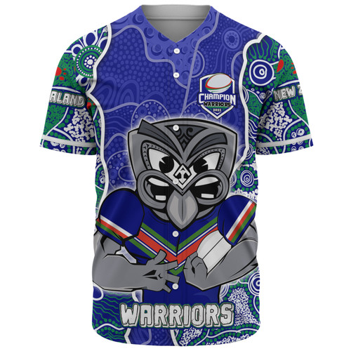 New Zealand Warriors Grand Final Custom Baseball Shirt - Custom New Zealand Warriors With Contemporary Style Of Aboriginal Painting  Baseball Shirt