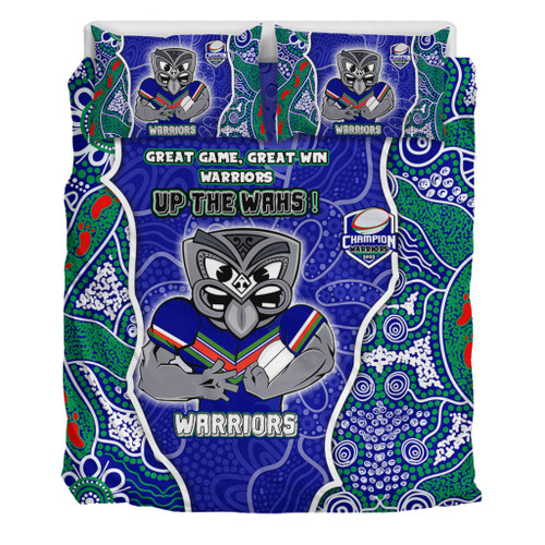 New Zealand Warriors Grand Final Custom Bedding Set - Custom New Zealand Warriors With Contemporary Style Of Aboriginal Painting  Bedding Set New Zealand Warriors Grand Final Custom Bedding Set - Custom New Zealand Warriors With Contemporary Style Of Aboriginal Painting  Bedding Set