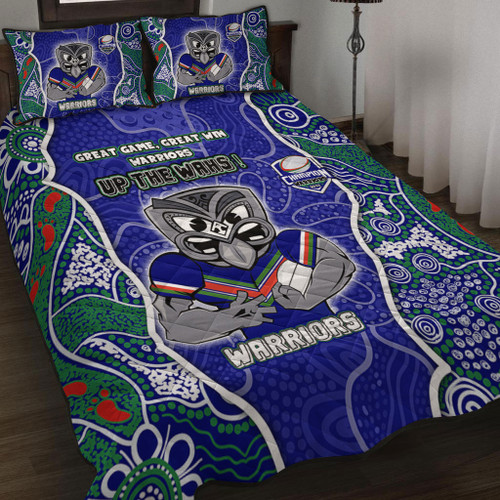 New Zealand Warriors Grand Final Custom Quilt Bed Set - Custom New Zealand Warriors With Contemporary Style Of Aboriginal Painting  Quilt Bed Set