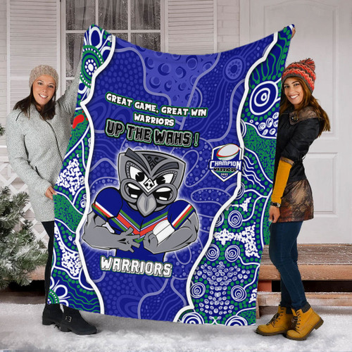 New Zealand Warriors Grand Final Custom Blanket - Custom New Zealand Warriors With Contemporary Style Of Aboriginal Painting  Blanket New Zealand Warriors Grand Final Custom Blanket - Custom New Zealand Warriors With Contemporary Style Of Aboriginal Painting  Blanket