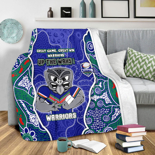 New Zealand Warriors Grand Final Custom Blanket - Custom New Zealand Warriors With Contemporary Style Of Aboriginal Painting  Blanket New Zealand Warriors Grand Final Custom Blanket - Custom New Zealand Warriors With Contemporary Style Of Aboriginal Painting  Blanket