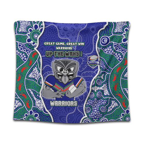 New Zealand Warriors Grand Final Custom Tapestry - Custom New Zealand Warriors With Contemporary Style Of Aboriginal Painting  Tapestry New Zealand Warriors Grand Final Custom Tapestry - Custom New Zealand Warriors With Contemporary Style Of Aboriginal Painting  Tapestry