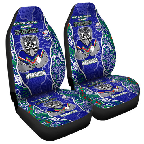 New Zealand Warriors Grand Final Custom Car Seat Covers - Custom New Zealand Warriors With Contemporary Style Of Aboriginal Painting  Car Seat Covers