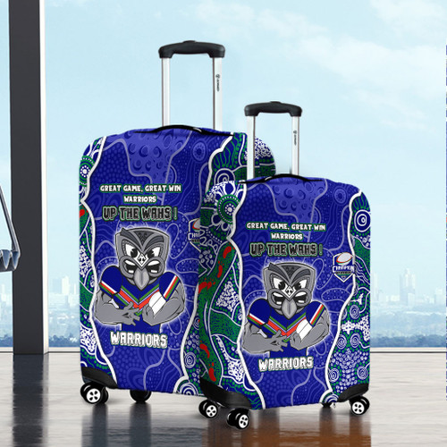 New Zealand Warriors Grand Final Custom Luggage Cover - Custom New Zealand Warriors With Contemporary Style Of Aboriginal Painting  Luggage Cover