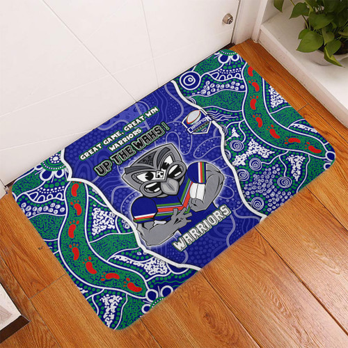 New Zealand Warriors Grand Final Custom Door Mat - Custom New Zealand Warriors With Contemporary Style Of Aboriginal Painting  Door Mat