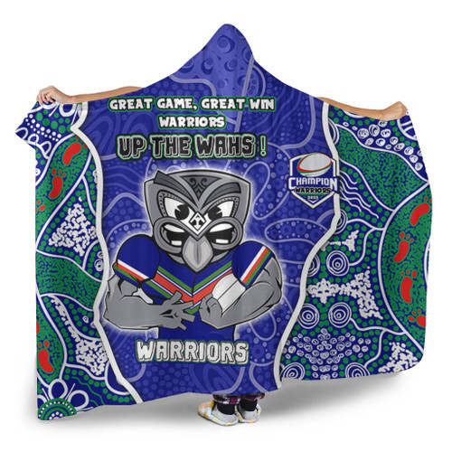 New Zealand Warriors Grand Final Custom Hooded Blanket - Custom New Zealand Warriors With Contemporary Style Of Aboriginal Painting  Hooded Blanket New Zealand Warriors Grand Final Custom Hooded Blanket - Custom New Zealand Warriors With Contemporary Style Of Aboriginal Painting  Hooded Blanket