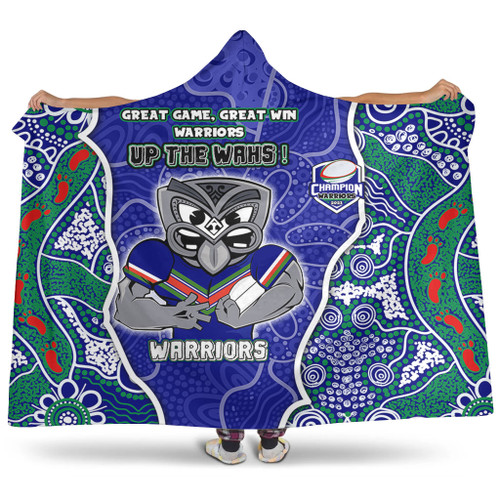 New Zealand Warriors Grand Final Custom Hooded Blanket - Custom New Zealand Warriors With Contemporary Style Of Aboriginal Painting  Hooded Blanket New Zealand Warriors Grand Final Custom Hooded Blanket - Custom New Zealand Warriors With Contemporary Style Of Aboriginal Painting  Hooded Blanket