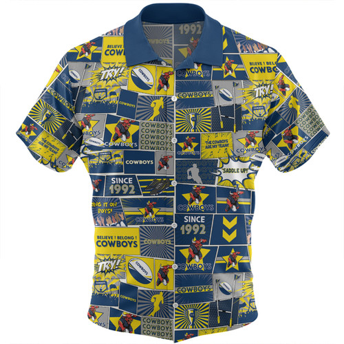 North Queensland Cowboys Hawaiian Shirt - Team Of Us Die Hard Fan Supporters Comic Style