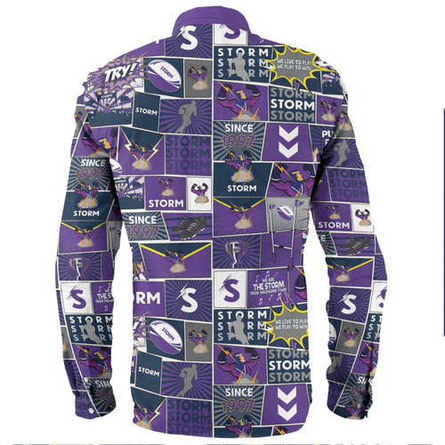 Melbourne Storm Long Sleeve Shirt - Team Of Us Die Hard Fan Supporters Comic Style Melbourne Storm Long Sleeve Shirt - Team Of Us Die Hard Fan Supporters Comic Style