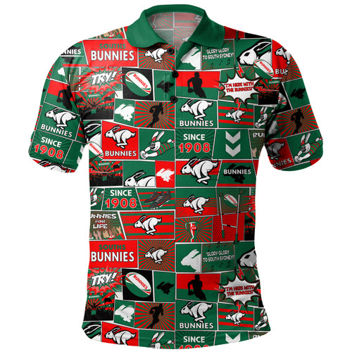 South Sydney Rabbitohs Polo Shirt - Team Of Us Die Hard Fan Supporters Comic Style