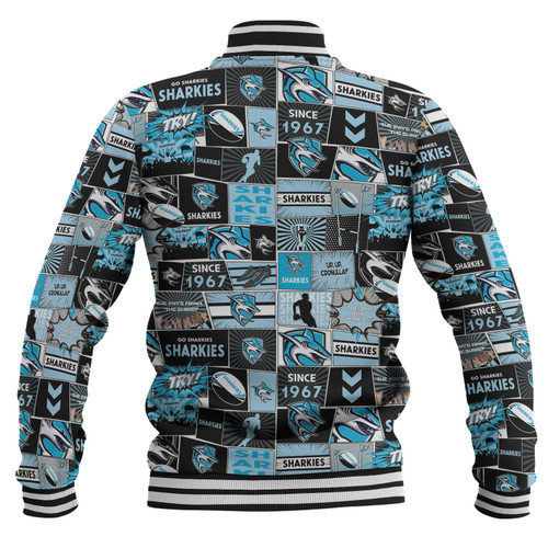 Cronulla-Sutherland Sharks Baseball Jacket - Team Of Us Die Hard Fan Supporters Comic Style Cronulla-Sutherland Sharks Baseball Jacket - Team Of Us Die Hard Fan Supporters Comic Style
