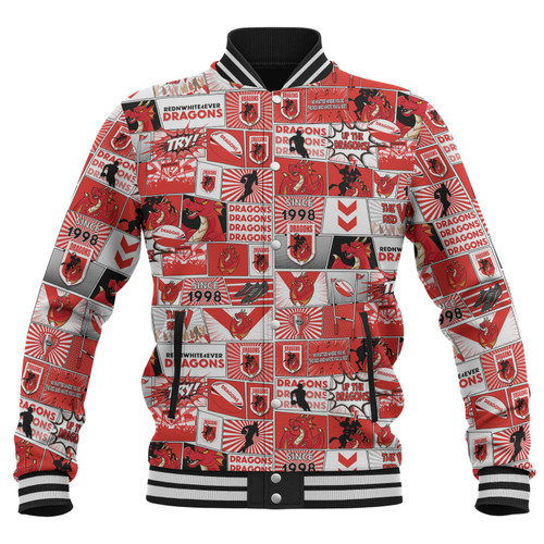 St. George Illawarra Dragons Baseball Jacket - Team Of Us Die Hard Fan Supporters Comic Style