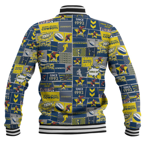 North Queensland Cowboys Baseball Jacket - Team Of Us Die Hard Fan Supporters Comic Style North Queensland Cowboys Baseball Jacket - Team Of Us Die Hard Fan Supporters Comic Style