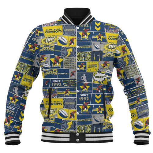 North Queensland Cowboys Baseball Jacket - Team Of Us Die Hard Fan Supporters Comic Style