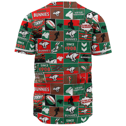 South Sydney Rabbitohs Baseball Shirt - Team Of Us Die Hard Fan Supporters Comic Style South Sydney Rabbitohs Baseball Shirt - Team Of Us Die Hard Fan Supporters Comic Style
