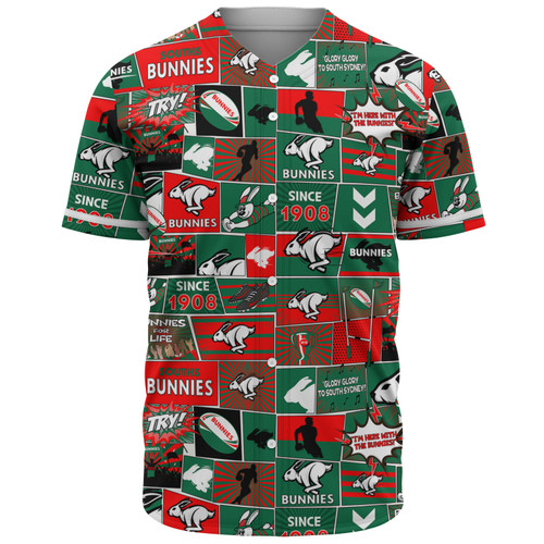 South Sydney Rabbitohs Baseball Shirt - Team Of Us Die Hard Fan Supporters Comic Style