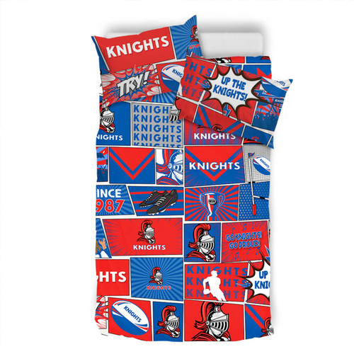 Newcastle Knights Bedding Set - Team Of Us Die Hard Fan Supporters Comic Style Newcastle Knights Bedding Set - Team Of Us Die Hard Fan Supporters Comic Style