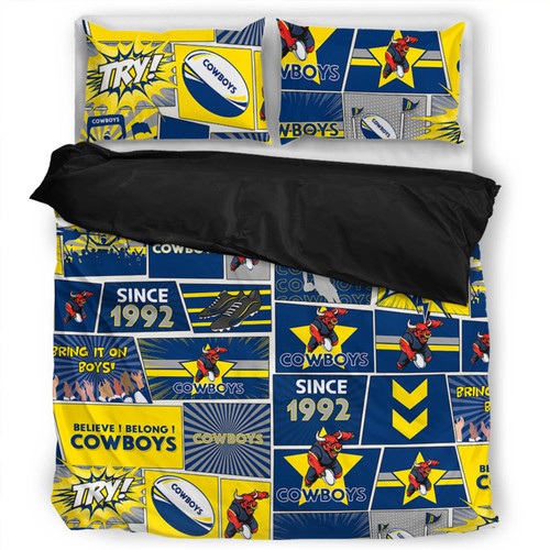 Parramatta Eels Bedding Set - Team Of Us Die Hard Fan Supporters Comic Style Parramatta Eels Bedding Set - Team Of Us Die Hard Fan Supporters Comic Style