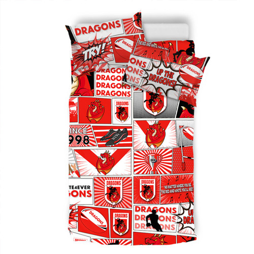 St. George Illawarra Dragons Bedding Set - Team Of Us Die Hard Fan Supporters Comic Style