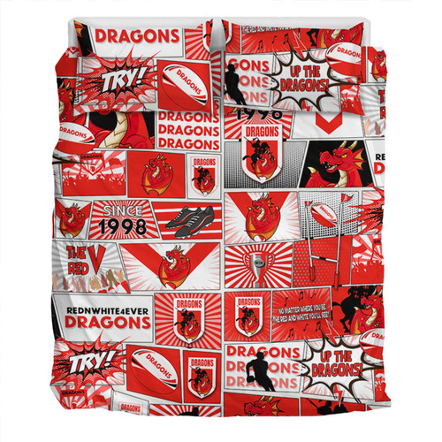 St. George Illawarra Dragons Bedding Set - Team Of Us Die Hard Fan Supporters Comic Style