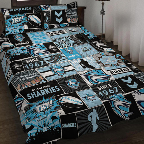 Cronulla-Sutherland Sharks Quilt Bed Set - Team Of Us Die Hard Fan Supporters Comic Style