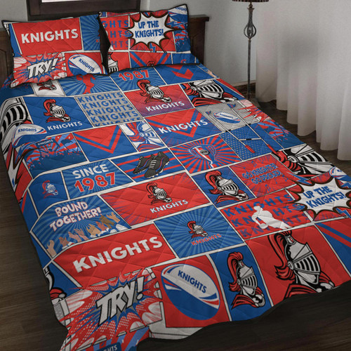 Newcastle Knights Quilt Bed Set - Team Of Us Die Hard Fan Supporters Comic Style