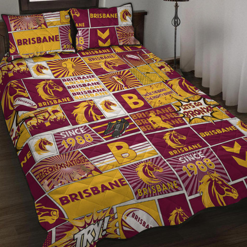 Brisbane Broncos Quilt Bed Set - Team Of Us Die Hard Fan Supporters Comic Style