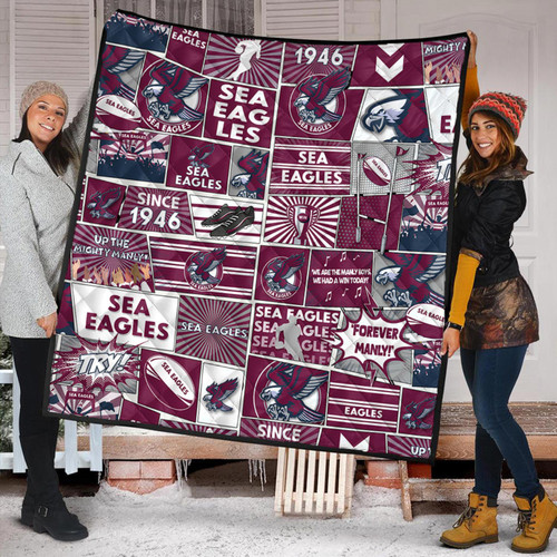 Manly Warringah Sea Eagles Premium Quilt - Team Of Us Die Hard Fan Supporters Comic Style