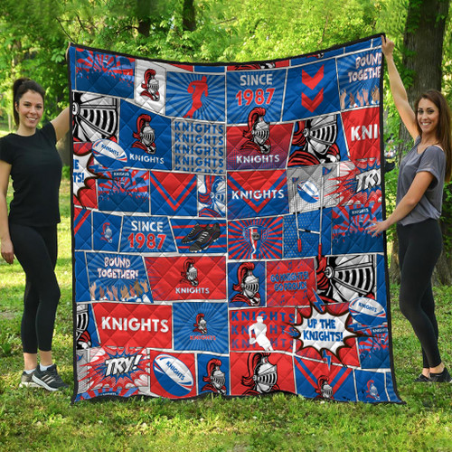 Newcastle Knights Premium Quilt - Team Of Us Die Hard Fan Supporters Comic Style