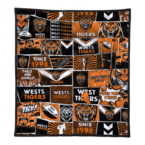 Wests Tigers Premium Quilt - Team Of Us Die Hard Fan Supporters Comic Style Wests Tigers Premium Quilt - Team Of Us Die Hard Fan Supporters Comic Style