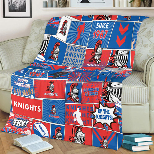 Newcastle Knights Premium Blanket - Team Of Us Die Hard Fan Supporters Comic Style