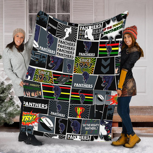 Penrith Panthers Premium Blanket - Team Of Us Die Hard Fan Supporters Comic Style Penrith Panthers Premium Blanket - Team Of Us Die Hard Fan Supporters Comic Style