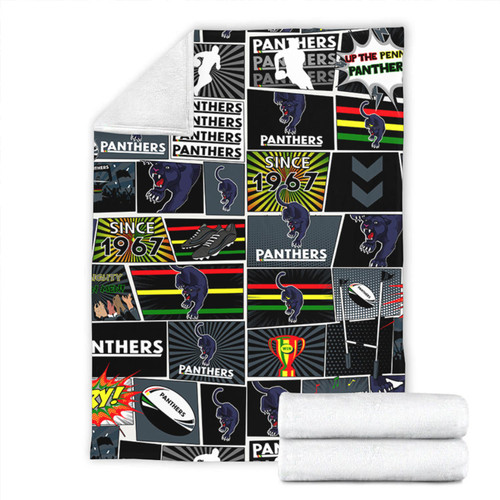 Penrith Panthers Premium Blanket - Team Of Us Die Hard Fan Supporters Comic Style Penrith Panthers Premium Blanket - Team Of Us Die Hard Fan Supporters Comic Style
